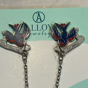 185 Don’t tell me to smile pin swallows with hearts